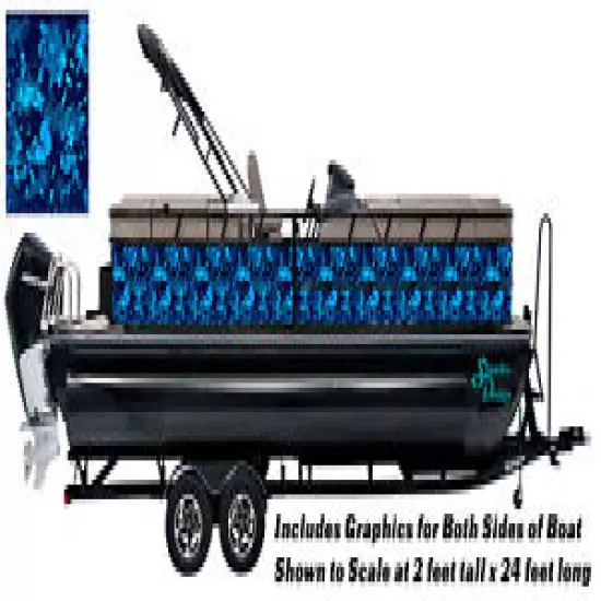 Grunge Blue Splat Camoflauge Graphic Kit Decal Fishing Boat Wrap Pontoon Vinyl