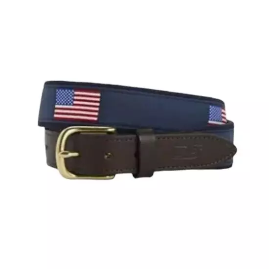 Vineyard Vines Sz 34 American Flags Canvas Club Belt