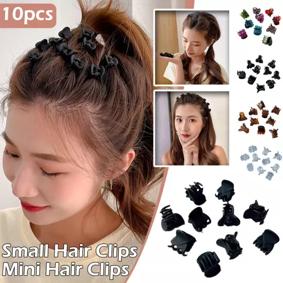 10pcs Black Mini Hair Clips Small Hair Claw Hair Clamps 1.5cm Hair Plastic