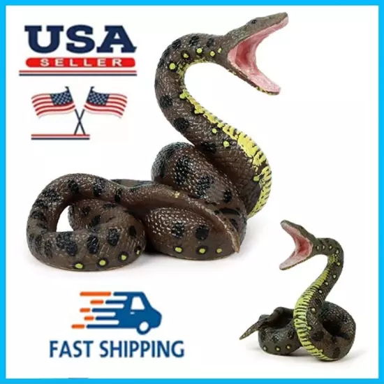 Kid Realistic Open Mouth Snake Toy Scary Big Python Prop Halloween Party Garden