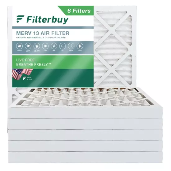 Filterbuy 20x20x2 Pleated Air Filters, Replacement for HVAC AC Furnace (MERV 13)