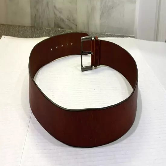 Art Moda Men's Cognac Leather Burnish Belt. Made in Italy. 