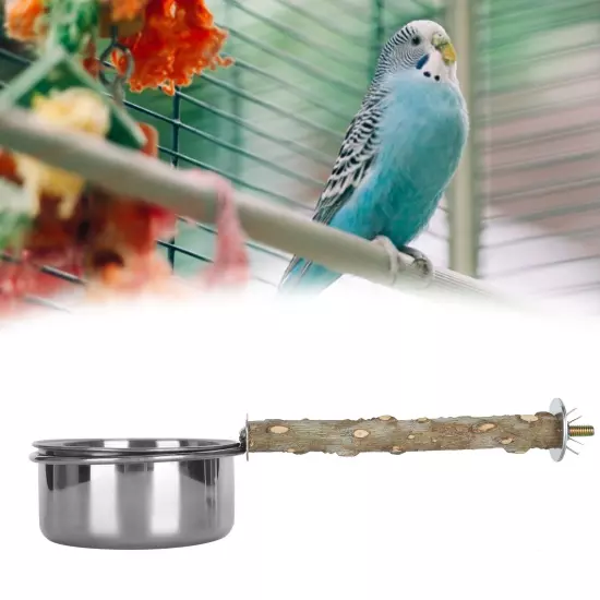 Parrots Stainless Steel Feeding Cups With Clamp Holder Birds Water Food Bowl AD5