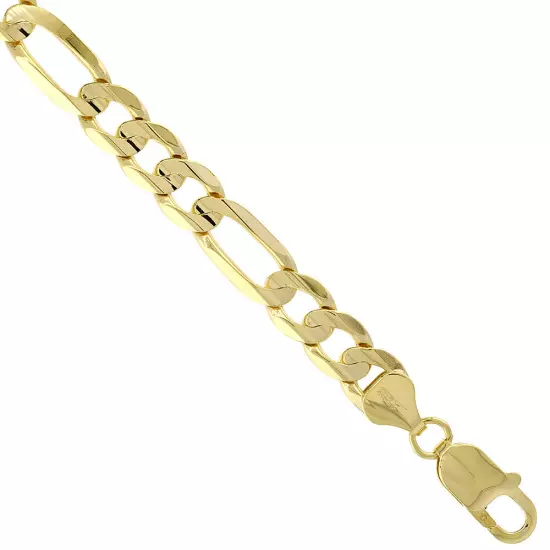 10k Solid Yellow Gold Figaro Chain Necklace 2.23mm-10.25mm Sz 16-30 Inches