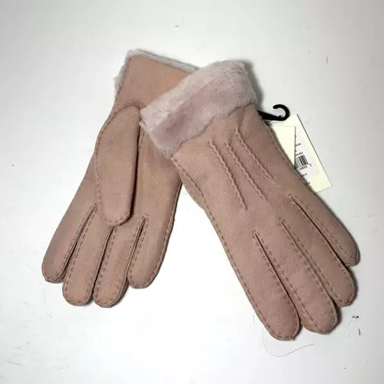 Ugg Classic Tasman Gloves Sheepskin Shearling Leather Pink Cloud Size Large