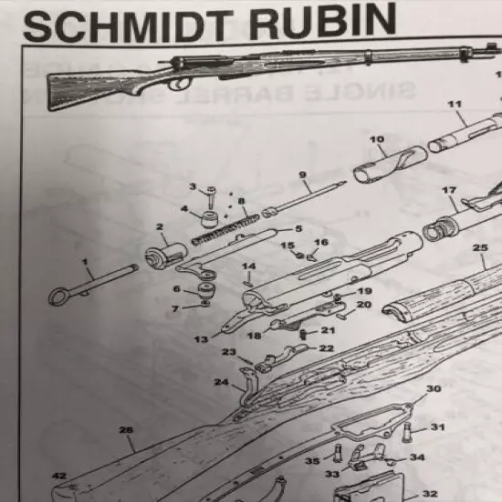 Schmidt Rubin Model 1889 & 1911 single copy 8.5x11” Illustration Diagram