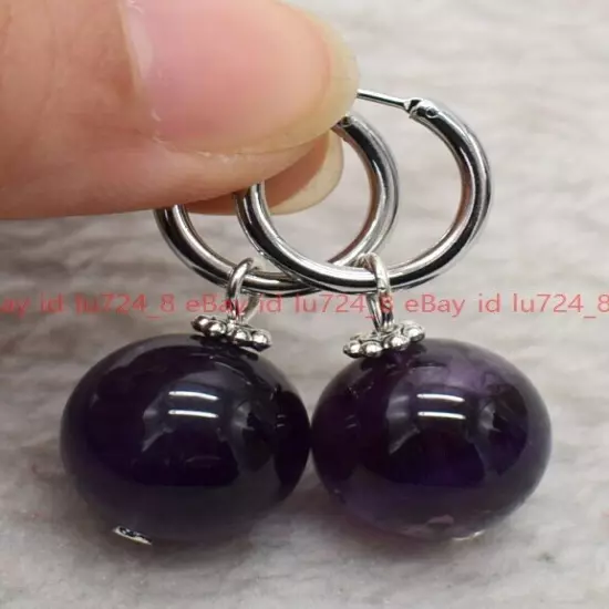 8/10/12mm Natural Multicolor Gemstone Round Beads Silver Leverback Earrings