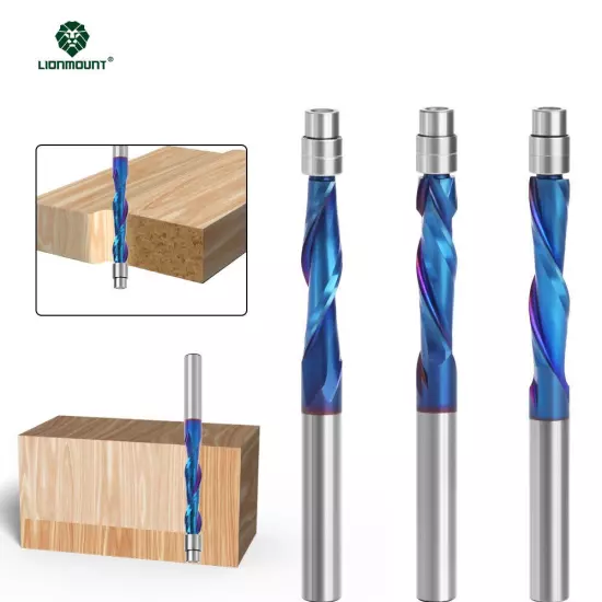 1/4" Shank Flush Trim Router Bit Solid Carbide UP/DOWN Compression Bit Nano-Blue