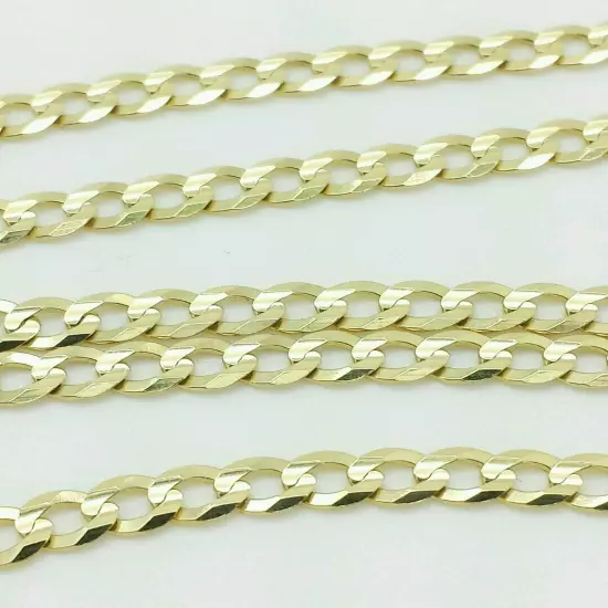 14K Solid Yellow Gold Cuban Chain Necklace 18"