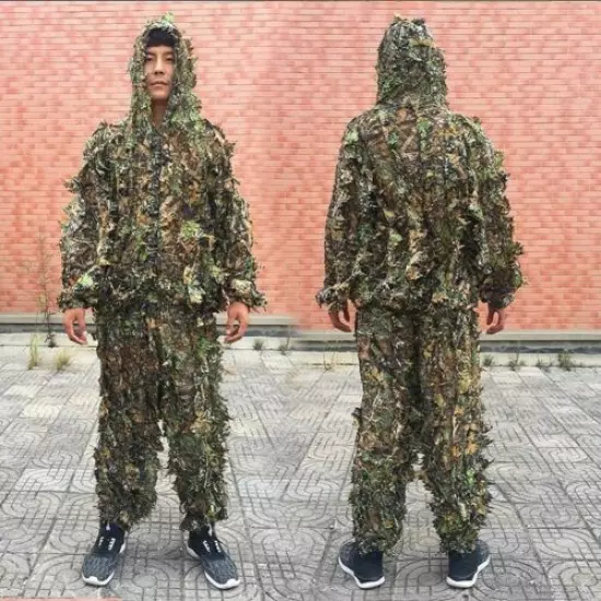 Outdoor Camouflage Ghillie Suit Sniper Train Leaf Woodland Hunting Clothing 