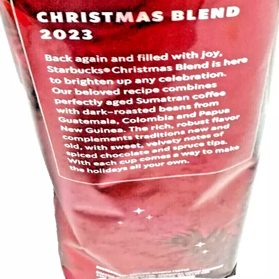 Starbucks Christmas Blend 2 Bags 2 LBs Total 2023 Blend Whole Bean 2024 Coffee