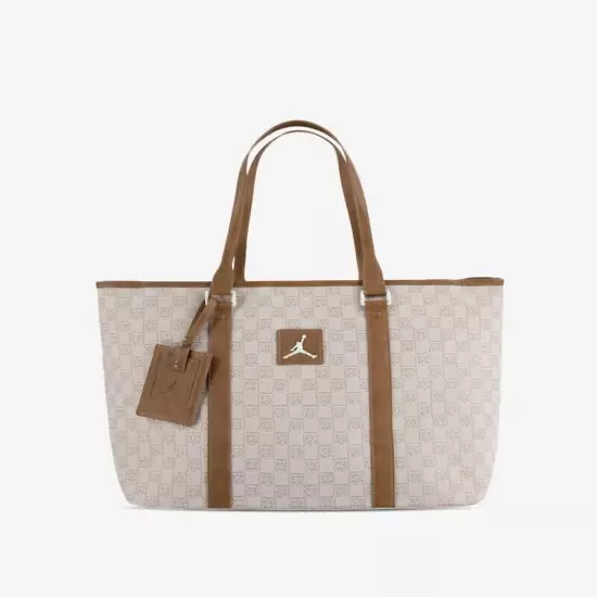 $110 Nike Air Jordan Monogram Logo Jacquard Tote 32L Luxury Travel Bag Coconut 