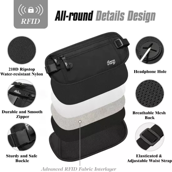 Travel Belt Secure RFID Blocking Travel Money Belt with Hidden Passport Wallet