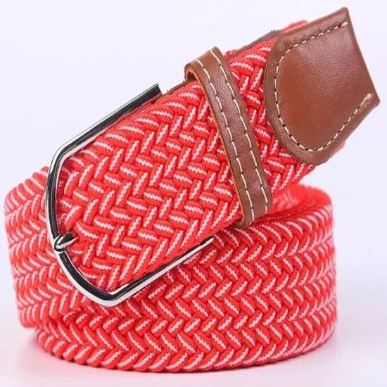 Mens Womens Belt Unisex Braided Elastic Stretch Fabric Enduring Woven Many Sizes