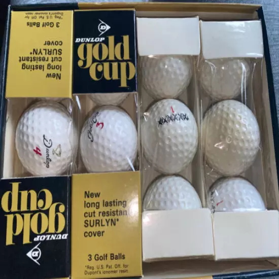 Vintage Dunlop Gold Cup Golf Balls Set - Four Sleeves Unused