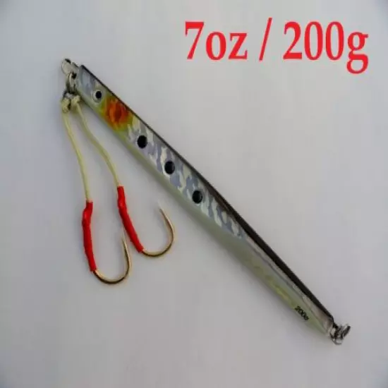 Qty 6 Speed Jigs 7oz /200g Vertical Knife Saltwater Fishing Lures With Free Bag 