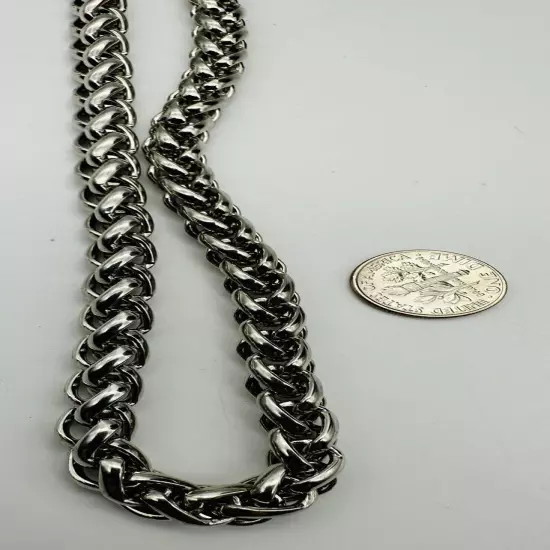 For Guys 24" Heavy Cool Silver Metal Steel Men's Chain Link Necklace NEW NOS