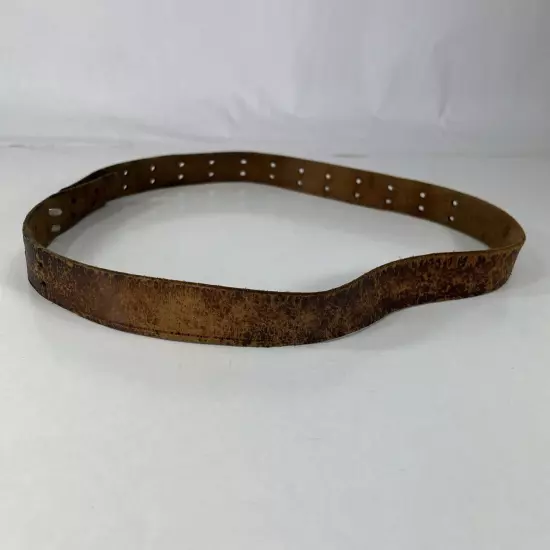 Vintage Very Worn Distressed Brown Cracked Leather Hook Belt - Men's Size 32