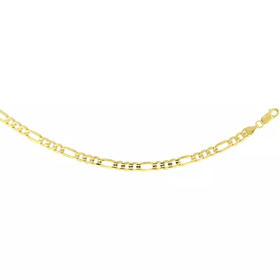 10k Solid Yellow Gold Figaro Chain Necklace 2.23mm-10.25mm Sz 16-30 Inches