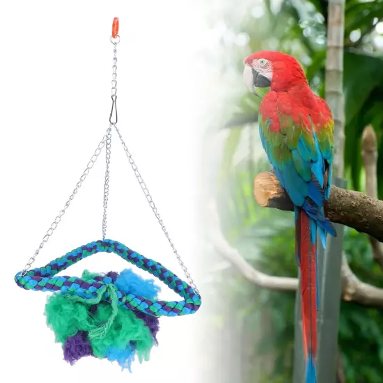 Bird Parrots Swing Ladder Stand Cotton Rope Birdcage Hanging Chewing Biting Toys