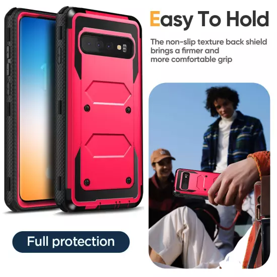 Rose For Samsung Galaxy S10/S10+/S10e Shockproof Rugged Case Cover / Belt Clip