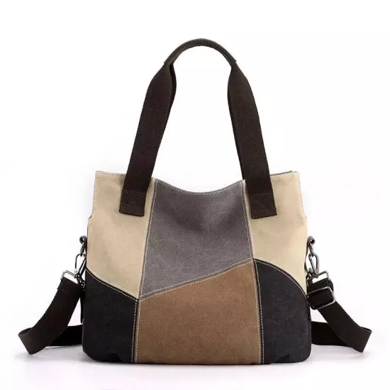 Women's Bag Canvas Bag Women's Patchwork Bag Shoulder Handbag