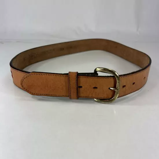 Stitched Brown Top Grain Bridle Leather Western Belt - USA - Men's Size 36