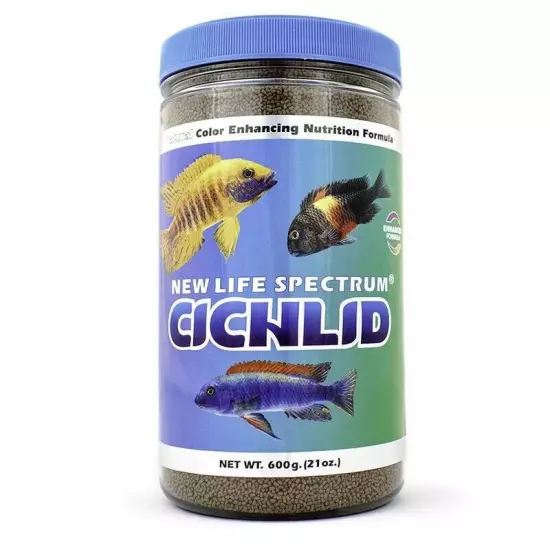 New Life Spectrum Cichlid Regular Pellet Sinking 1mm Pellet Fish Food 600g 