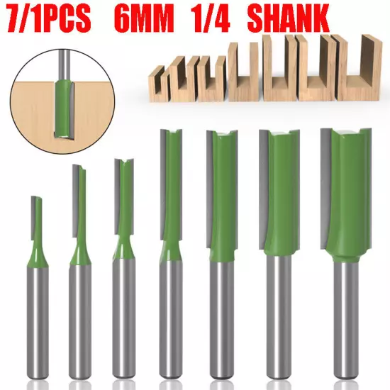 7/1PC 6MM 1/4 Shank SingleDouble Flute Straight Router Bit For Woodworking Tool‹