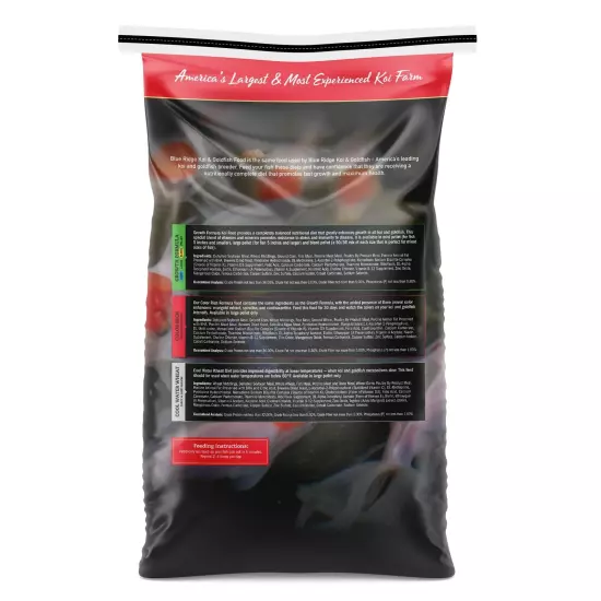 Blue Ridge Koi Fish Food 25lb - Koi Food 3/16” Large and Mini Blend Growth Fo...