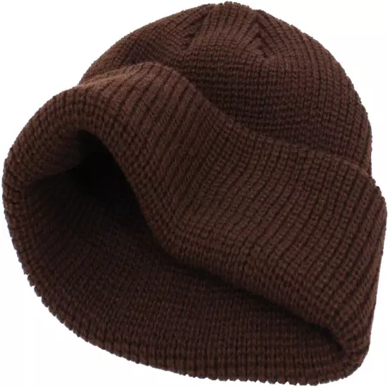 Warm Winter Knit Cuff Beanie Cap Fisherman Watch Cap Daily Ski Hat Skully