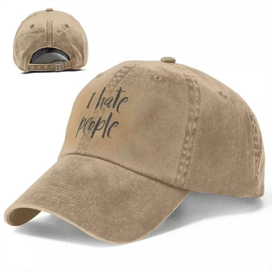 I Hate People Unisex Caps Misanthrope Autism Distressed Cotton Sun Hat