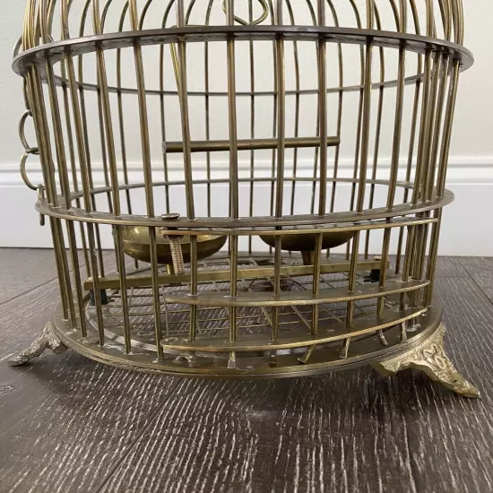 Vintage High Quality Brass Hanging Footed Birdcage