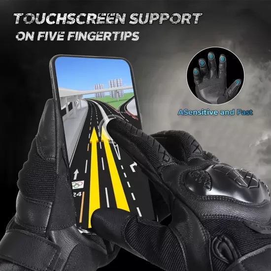 Motorcycle Tactical Gloves for Men-Upgraded Touch Screen Anti-Slip Palm Pads-Rub