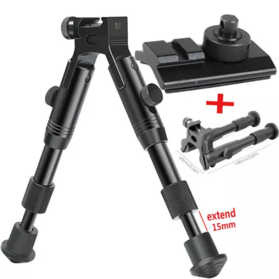 6'in Spring Return Sniper Hunting Rifle Compact Bipod + Base Rain Mount Adapter