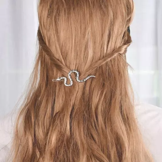 Silvery Snake Hairpin for Woman Gold/Silver Color Metal Snake Hair M4M4 ξ{