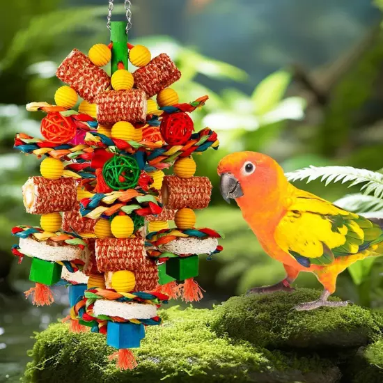 Bird Toys Parrot Toys for Large Birds Natural Peppered Wood African