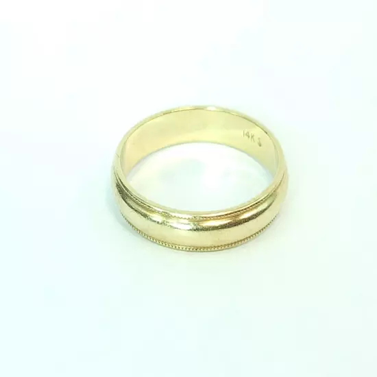 14k Yellow Gold Milgrain Men's 4mm Band Ring Size 10 3/4"