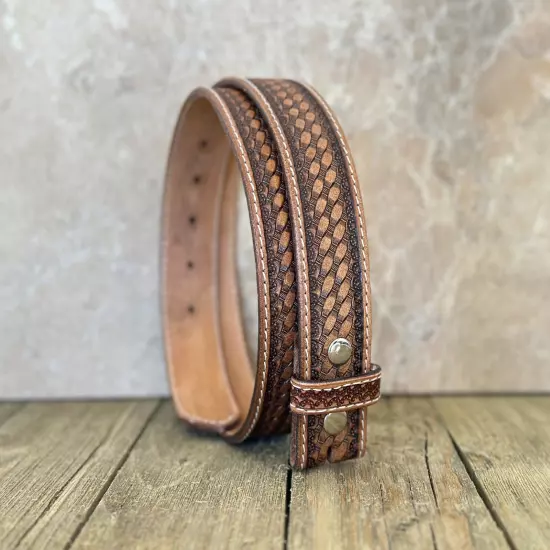 Western Belt Handmade Strap Men's Full Grain Leather No Buckle Cowboy Rodeo Belt