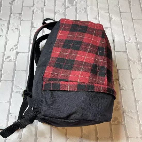 LL Bean Backpack Bookbag Wool Blend Plaid Flannel Laptop Tablet Travel School