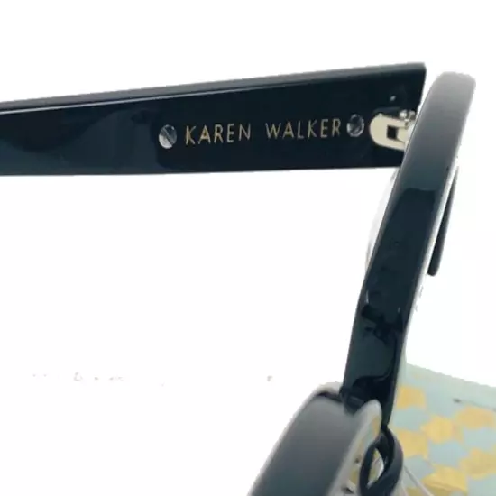 $349 Karen Walker Bold Half Rim Sunglasses Black Round Lens 51-18-145 100% UV Pr