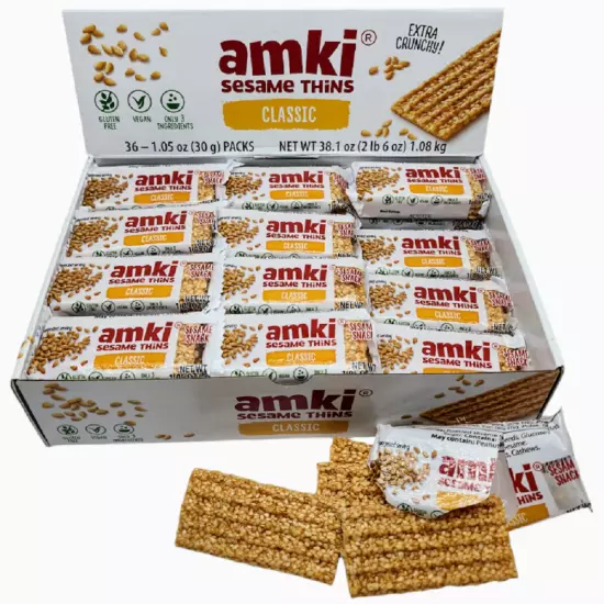 Amki Sesame Thins Classic, 36 x 1.05oz (30g) Packs-Free Shipping-Expiration 2026