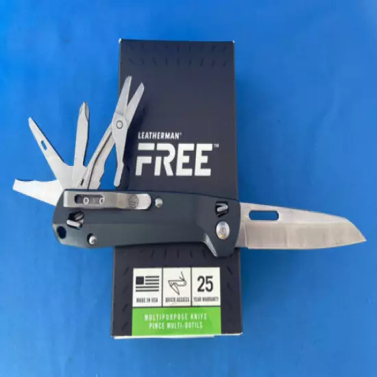 Leatherman FREE K4 Knife/Multi Tool 9 Tools Plain Edge Blade Gray 832664