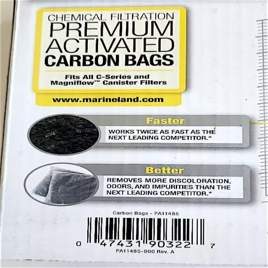 MarineLand Premium Activated Carbon Bags Chemical Filtration in Aquariums 4count