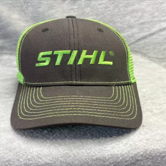 STIHL Chainsaws Cap Green Gray Embroidered Outdoor Apparel Trucker Hat Snapback