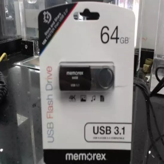 Memorex 64GB USB-3.1 4K Ultra HD USB Flash Drive Black (EZ1006744)