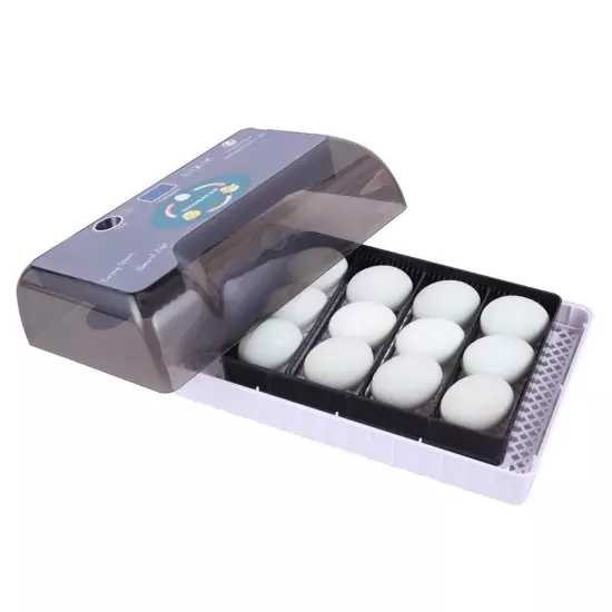 12 Eggs Auto Incubator Digital Poultry Hatcher Auto Turning LED Lamp Pet Home