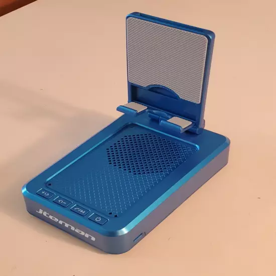 JTEMAN L9 Wireless Cell Phone Stand With Bluetooth Speaker. RARE BLUE Model 1865