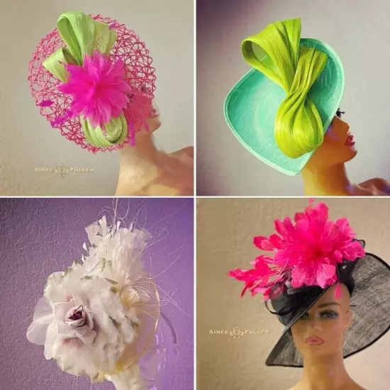 Royal Ascot Hat Kentucky Derby Fascinator Black Lime Green Church Headpiece Big