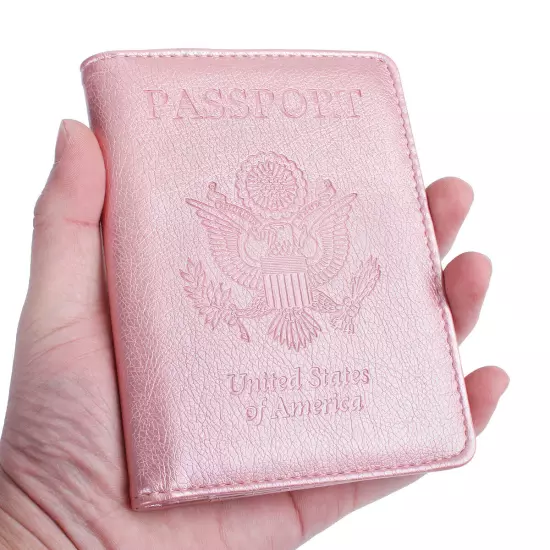 US Passport Wallet RFID Blocking Travel Leather Cards Holder Cover for Women Men